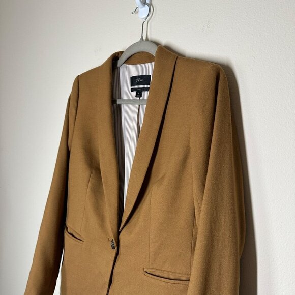 J.Crew Wool Flannel Parke Blazer Heather Caramel Womens Size 2 Classic Work - Picture 3 of 9